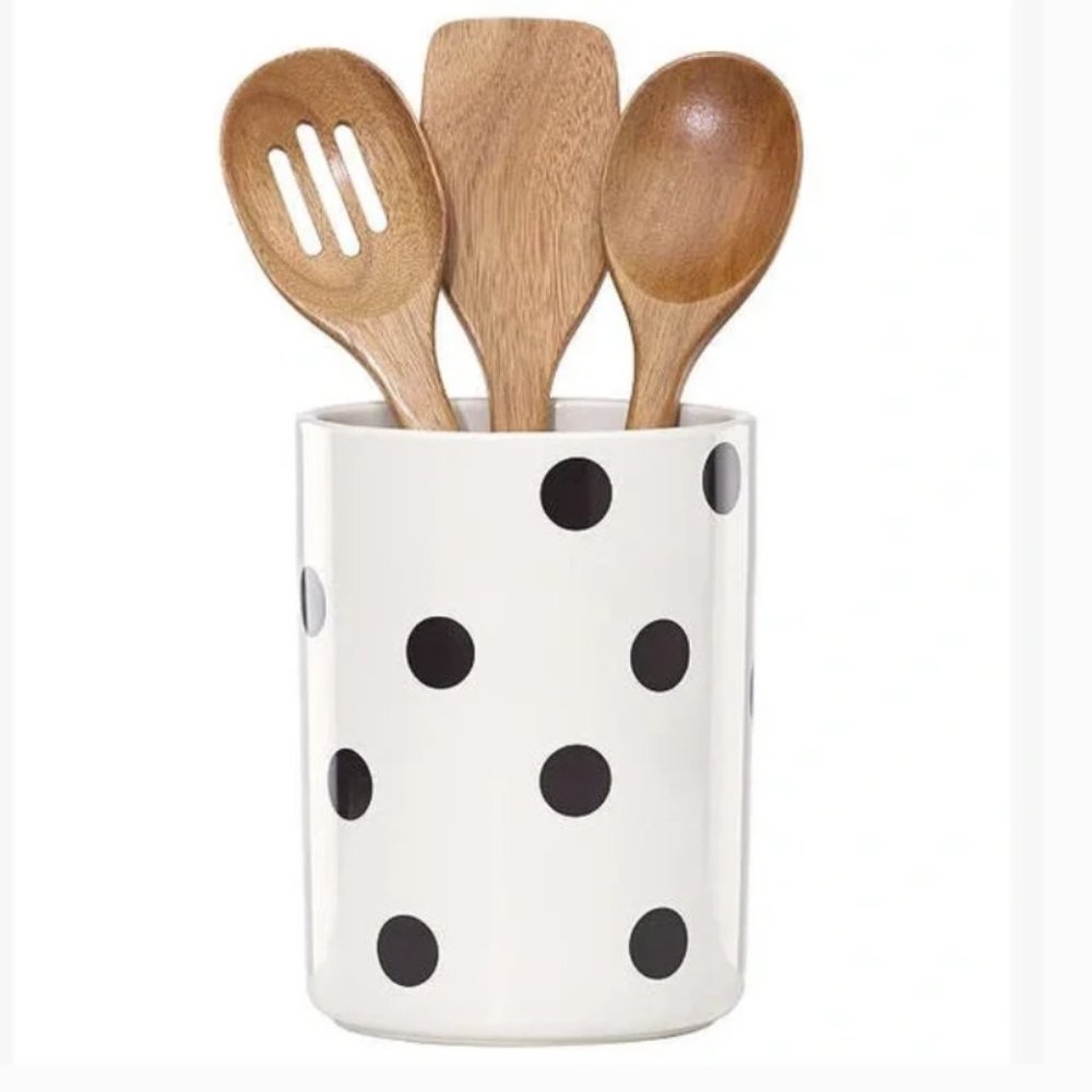 Kate Spade Deco Dot utensil holder set new in box